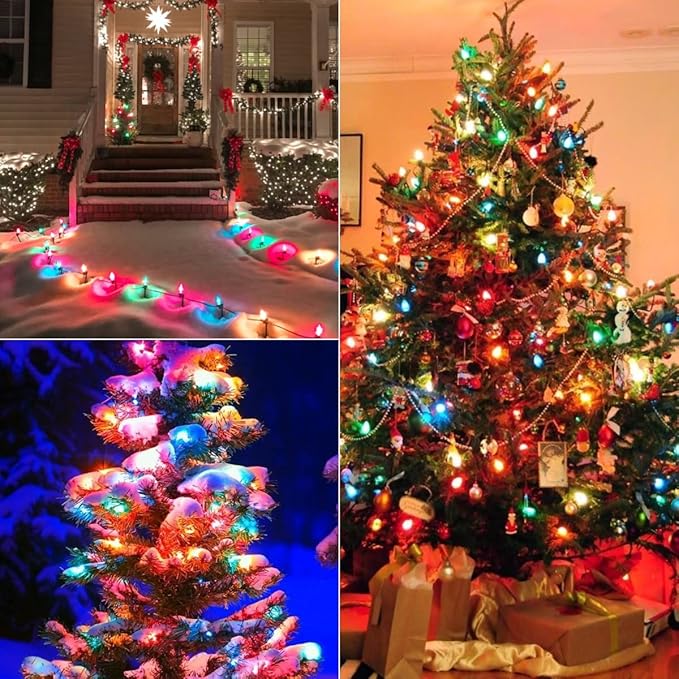 Couah Christmas Light Bulbs C7 Multi-Color Replacement Bulbs（25 Pack） C7 Ceramic Outdoor String Light Replacement Bulbs, C7/E12 Candelabra Base, 5 Watt - Bloomnest