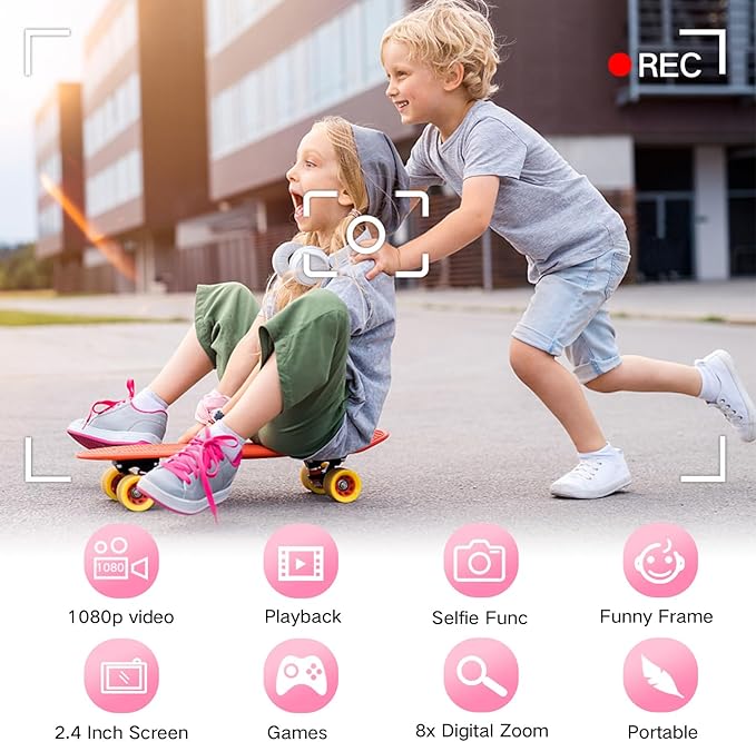 Goopow Kids Camera Toys for 3-8 Year Old Girls Boys,Children Digital Video Camcorder Camera with Cartoon Soft Cover, Best Chritmas Birthday Festival Gift for Kids - 32G SD Card Included - Bloomnest