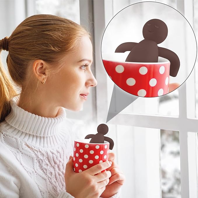 Hicarer 2 Pieces Tea Infuser for Loose Tea Cute Fine Mesh Tea Strainer Stainless Steel Tea Filter Ball Tea Diffuser Steeper for Teacups Teapots (Gray,Dark Brown)