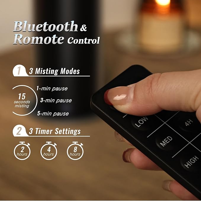 Waterless Essential Oil Diffuser for Home and Commercial Use up to 2000 sq ft, Scent Diffuser for Large Room, Bluetooth Hotel Collection Diffuser with App and Remote Control for Office, 100ml, Black