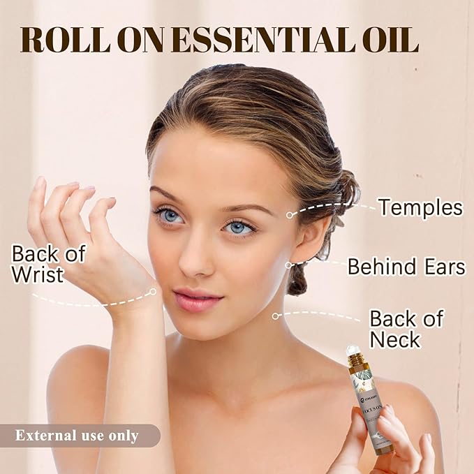 Focus on Essential Oil Roll On Blend, Relaxation Gifts for Women & Men - Head Comfort, Mood Booster, and Restful Sleep - Great Stocking Stuffer - Bloomnest
