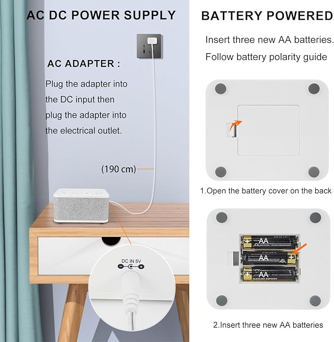 LUXSWAY Sound Machine, White Noise Machine with 10 Natural Soothing Sounds, Volume Control & 3 Timers Setting, Memory Function Sleep Machine for Baby Kids Adults & Home Office Travel