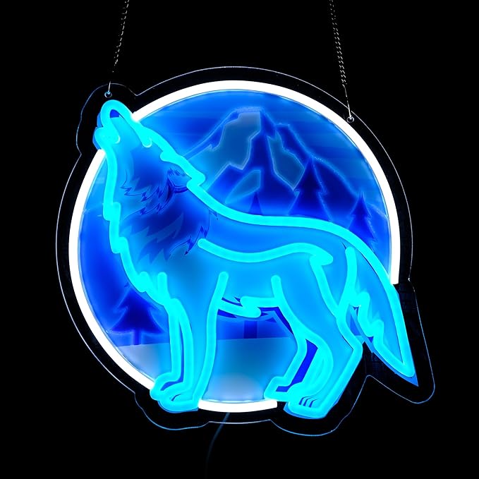 14x14 inch Wolf Neon Sign Art Wall Lights for Beer Bar Club Bedroom Hotel Pub Cafe Wedding Birthday Party Gifts - Bloomnest