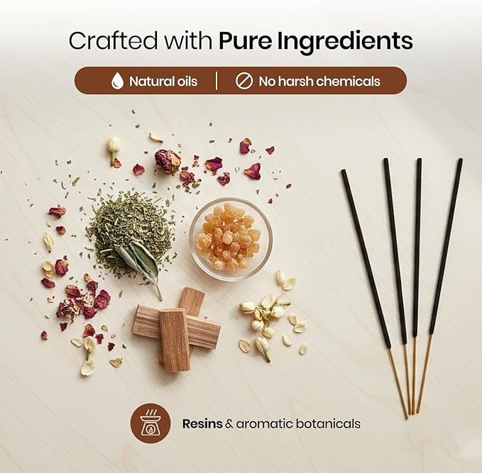 Tulasi Nag Champa Incense Sticks Gift Pack of 6, Hand Rolled Fragrance Incense Sticks for Aromatherapy, Relaxing, Yoga, Meditation, Prayer, Agarbatti Stick with Natural Oils, (15gm x 6) Tulasi