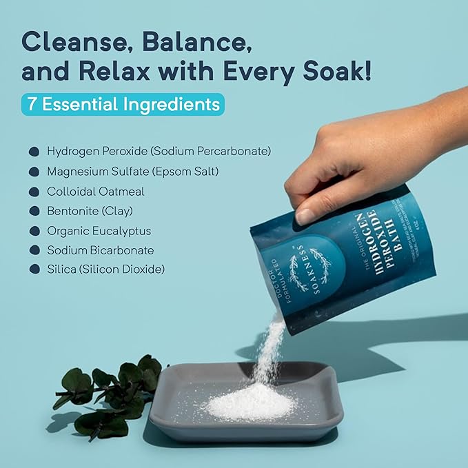 Hydrogen Peroxide Epsom Salt Bath Soak - USA-Made – Patented Bath Salts, Muscle Recovery, & Skin Detoxification – Magnesium Salts for Bathing - Doctor Formulated Pure Epsom Salt (2-Pack) - Bloomnest