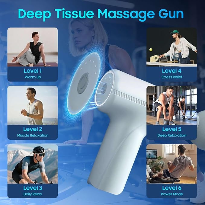 Massage Gun with Heat – Powerful Deep Tissue Massager, Handheld Mini Massage Gun for Full-Body Muscle Relief, Adjustable Speeds for Pain Relief & Recovery, Portable Muscle Massager for Home,Travel, - Bloomnest