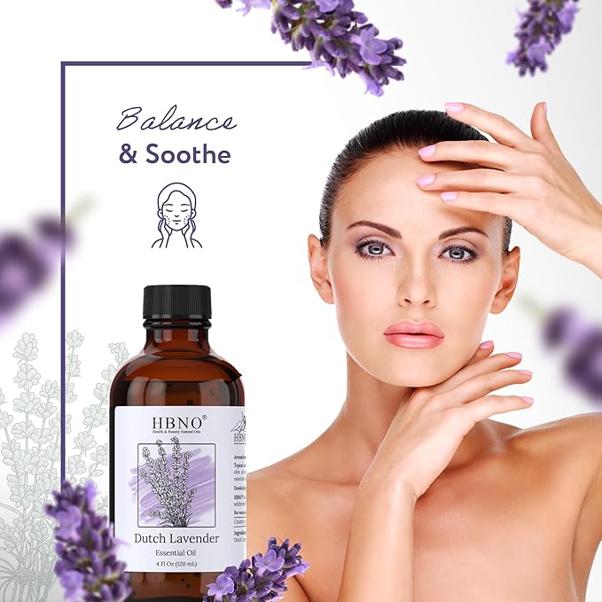HBNO California Bottled Dutch Lavender Essential Oil 4 fl oz (120ml) - Natural Lavender Oil for Skin, Perfect for Cleaning, Aromatherapy, DIY & Diffuser - Bloomnest