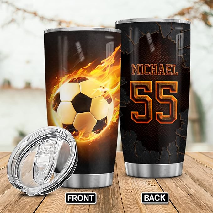 Wassmin Personalized Soccer Tumbler Sports Cups With Lids Gifts For Sport Lovers Fan Coach Players Stainless Steel Insulated Tumblers 20oz 30oz Coffee Travel Mug Birthday Christmas Presents - Bloomnest