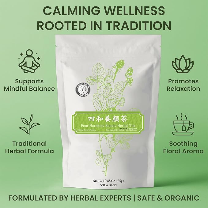 Herb Guru Four Harmony Beauty Herbal Tea Bags With Ginger, Honey, Orange Peel | Herbal Tea Blend For Beauty Balance And Relaxation Gifts | Premium Teas Infused With Nourishing Botanicals