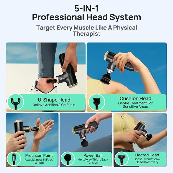 A1 Super Mini Massage Gun, Percussion Deep Tissues Muscle Massager (Heat-Black) - Bloomnest