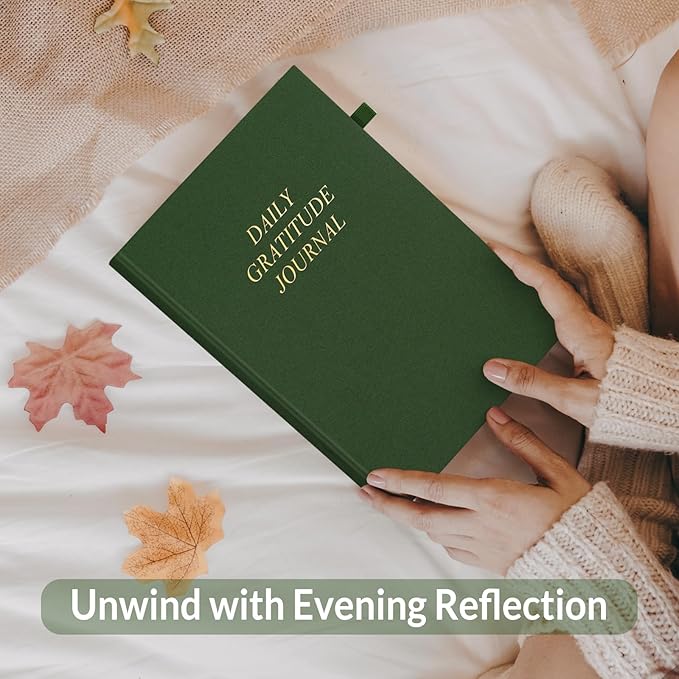 SUNEE Daily Gratitude Journal – 52 Weeks Simple 5 Minute Journal for Daily Reflection, Build Positivity and Mindfulness, Undated Minimalist Planner for Women & Men (Deep Green)