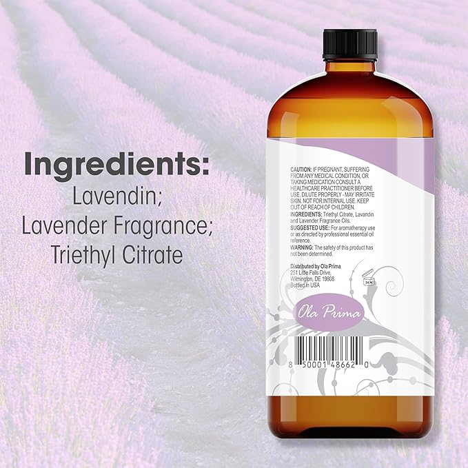 Ola Prima Oils Lavender Essential Oil (16oz Bulk) for Aromatherapy Diffuser, Candle Making & Stress – Therapeutic Grade Aromatherapy Oil - Bloomnest