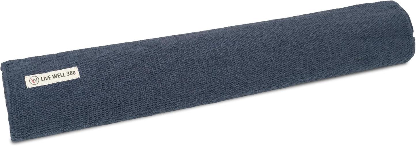 Live Well 360 Handmade Organic Cotton Yoga Mat - Non-Toxic, Chemical-free and All Natural Cloth Yoga Mat - Exercise, Workout, & Fitness Rug - Woven Material - Absorbent & Washable - 78" x 27"