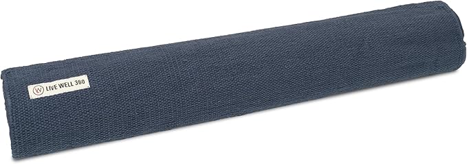 Live Well 360 Handmade Organic Cotton Yoga Mat - Non-Toxic, Chemical-free and All Natural Cloth Yoga Mat - Exercise, Workout, & Fitness Rug - Woven Material - Absorbent & Washable - 78" x 27" - Bloomnest