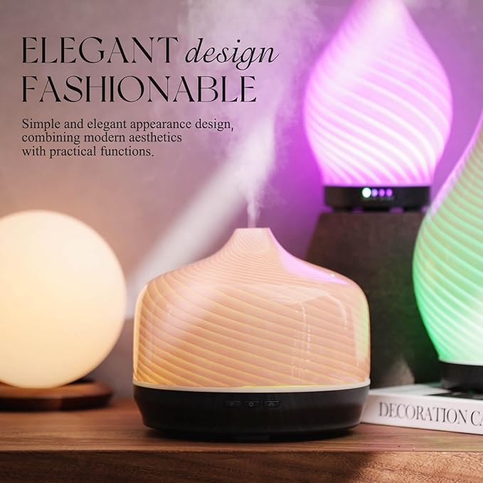 Porseme 500ml Glass Essential Oil Diffuser Aromatherapy Ultrasonic Cool Mist Humidifier 15-21 Running Hours Waterless Auto-Off Air Diffusers for Sleeping Yoga Office Working Spa and Rest (Pure Pink) - Bloomnest