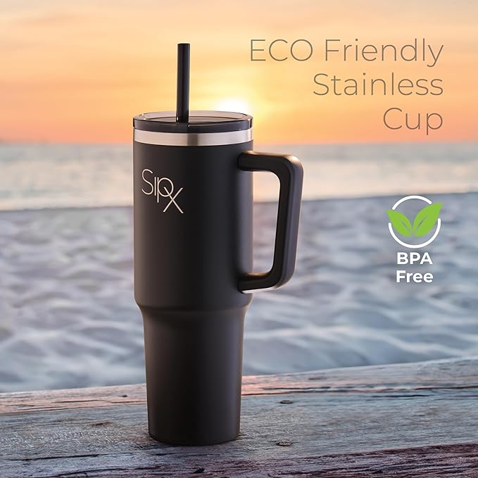 SIPX™ Insulated Tumbler With Lid And Straw, 40oz. Tumbler With Handle Keeps Cold 12 Hours, Water Bottle Thermos With Lid, BPA-Free Reusable Insulated Coffee Tumblers, Travel Mug Great For Beach Party - Bloomnest