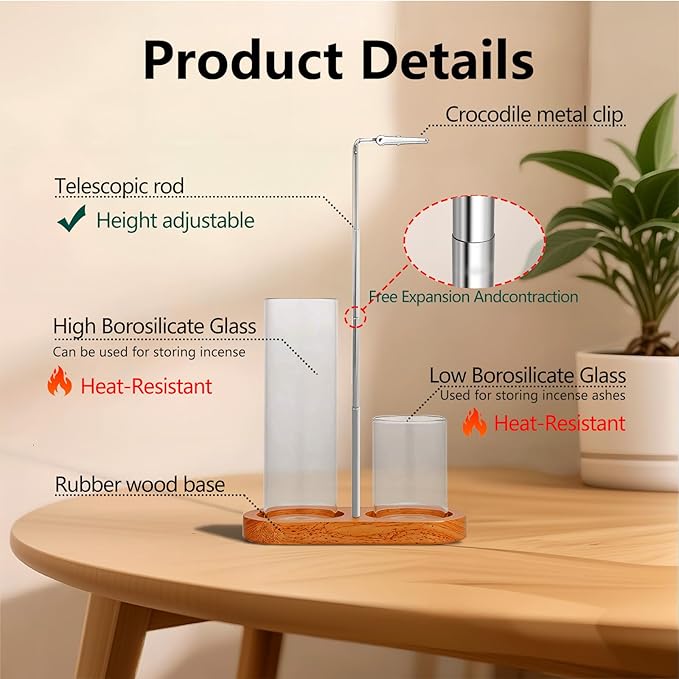 2 in 1 Incense Holder for Sticks Short Incense Stick ，Anti-Ash Flying Insence-Sticks Burner ， Glass Incense Holder Organizer for Meditation Yoga Spa Home Decor Sage - Bloomnest