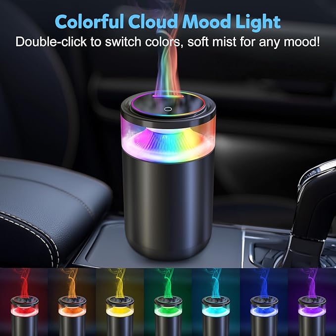 2025 Upgraded Smart Car Air Freshener Diffuser, New Car Smell Air Freshener Long Lasting, Auto On/Off, Adjustable Modes, Car Scent with 8 Ambient Lights, Car Diffusers for Essential Oil-Snow Mountain - Bloomnest