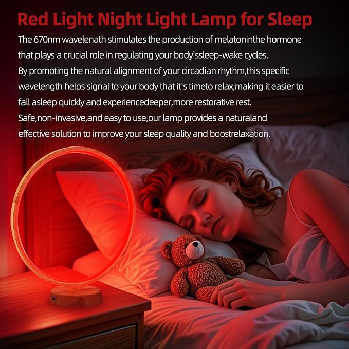 Red Light Therapy Night Light Lamp for Sleep 670nm Red Nightlight Desk Lamp with Multi-Color and Brightness Options Remote Control,Deep Relaxation and Improve Sleeping for Adults & Kids Bedrooms - Bloomnest