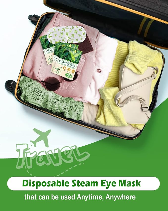 16 Packs Steam Eye Masks for Dry Eyes, Green Tea Warm Eye Mask, Relief Eye Fatigue & Puffy Eyes, Moist Heating Compress for Eyes, Self Heated Eye Mask, Disposable Travel Essentials & Relaxation Sets - Bloomnest