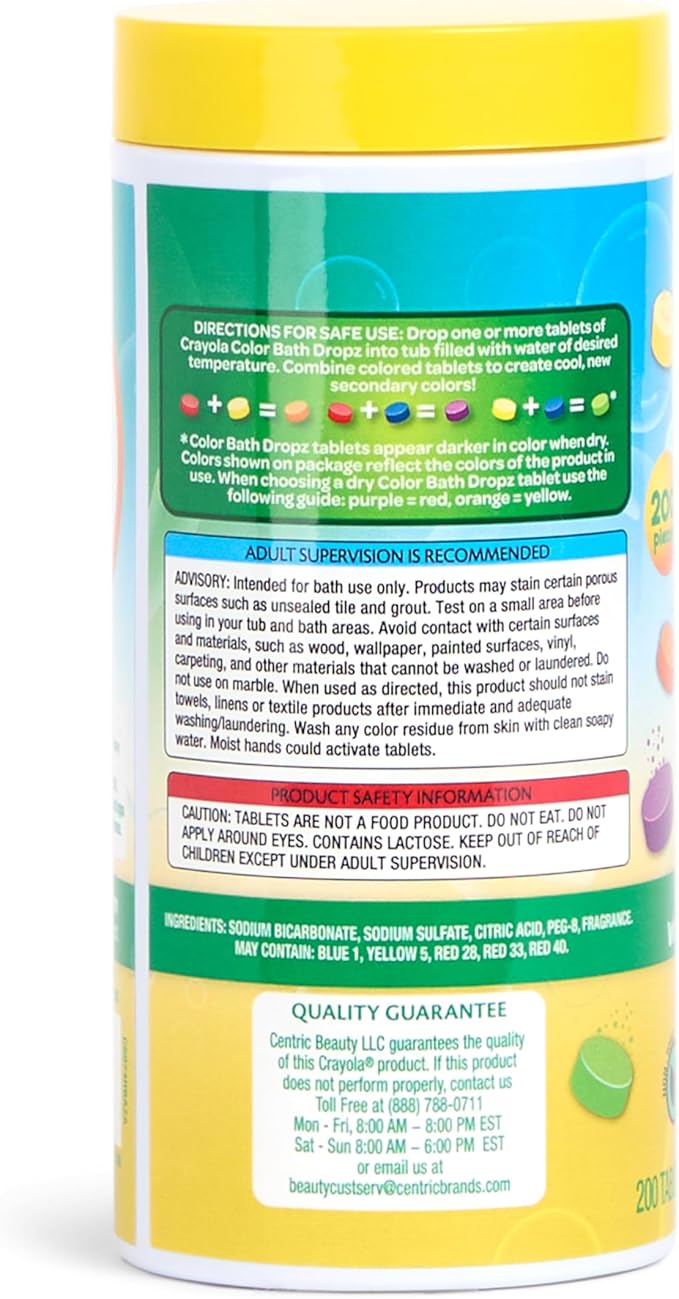 Crayola Bath Dropz Color Changing Tablets, 200 Piece Fizzies Bath Bombs in Assorted Colors, Fragrance Free, Water-Coloring Tablets - Bloomnest