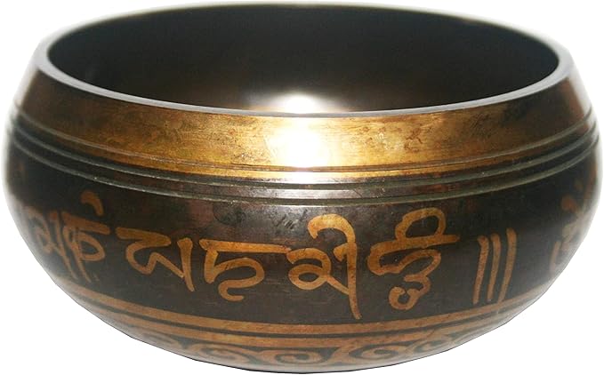 3008 SB 'D' Note Sacral Chakra Antique Tibetan Auspicious Symbol Bowl Set ~ Nepal - Bloomnest