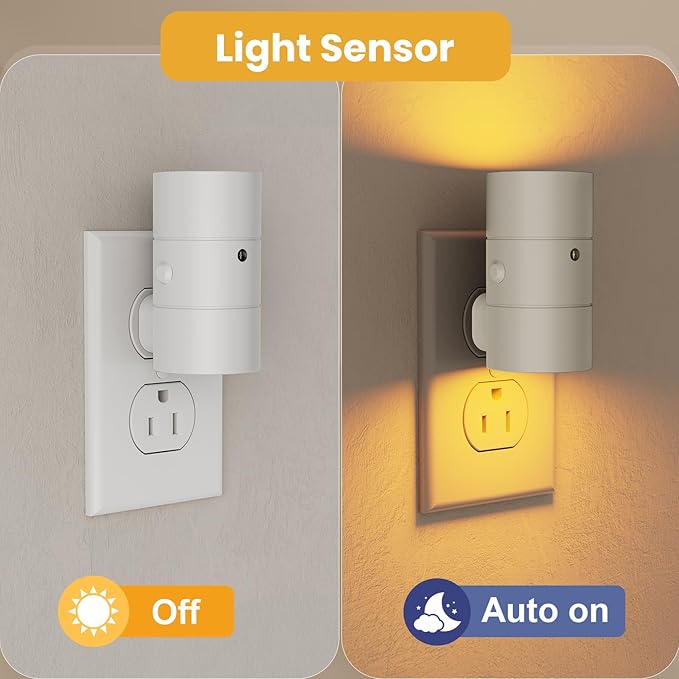 VOLISUN Night Light, Dimmable Led Night Lights Plug into Wall, Amber/3000K/4500K, 0-100LM Adjustable Brightness, Dusk to Dawn Nightlight for Hallway, Bathroom, Bedroom White 4 Pack - Bloomnest