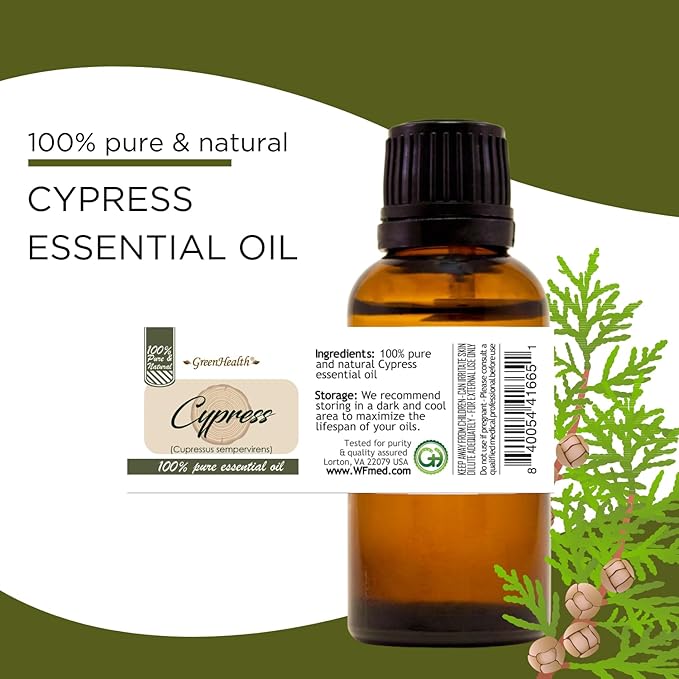 Cypress Essential Oil – 16 fl oz (473 ml) Aluminum Bottle w/Plug Cap – 100% Pure Essential Oil – GreenHealth - Bloomnest