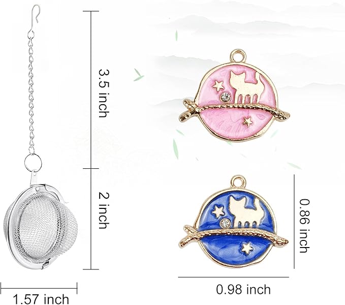 2Pcs Stainless Steel Mesh Tea Infuser, 2.1 inch Tea Ball with Cute Planet Cat Pendants,Tea Strainer Tea Diffuser Tea Steeper for Filtering Tea,Tea Infusers for Loose Tea (Cute Planet Cat, 2PC) - Bloomnest
