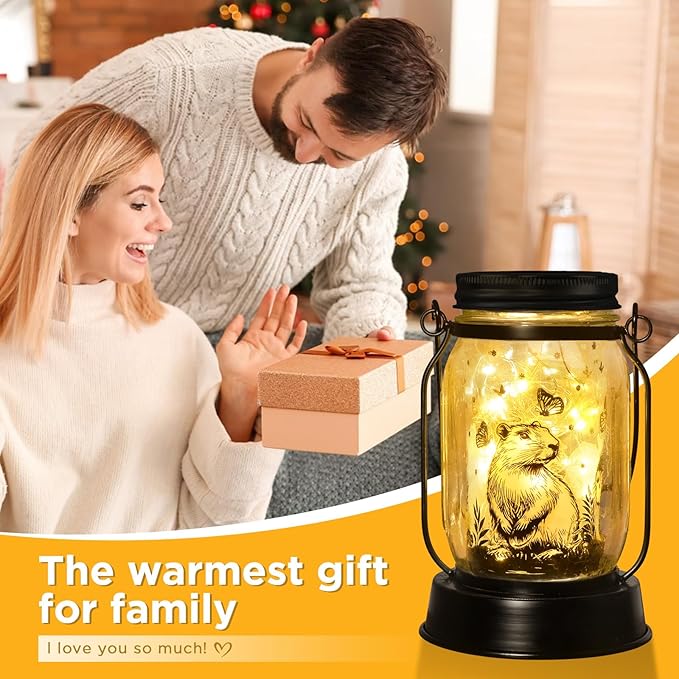 Capybara Gifts for Women/Men Capybara Solar Lanterns Mom Grandma Birthday Present Lantern Memorial Lights Solar Garden Decoration Outside for Yard, Patio,Backyard,Porch Torches - Bloomnest