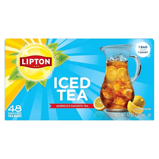 Lipton Unsweetened Iced Tea Bags, Family Size Zero Calories, 48 Tea Bags - Bloomnest