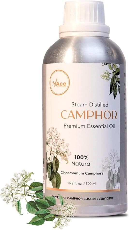 My Ace 100% Pure Camphor Essential Oil – Steam-Distilled Natural Oil for Diffuser, Aromatherapy, Soap & Candle Making – Paraben-Free, Vegan, Made in India 16 fl oz MyAce