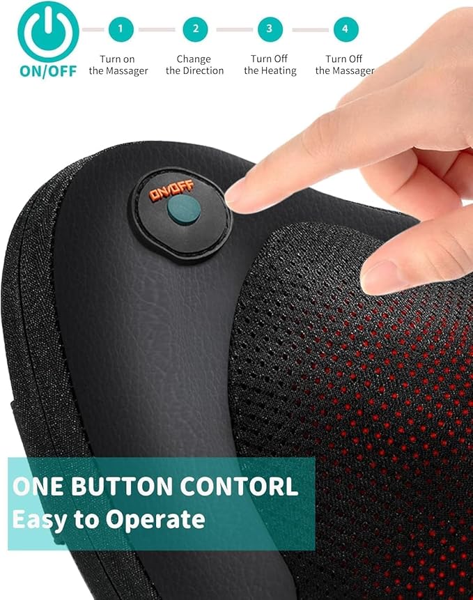 Back Massager with Heat Massagers for Neck - Shiatsu Kneading Massage Pillow for Back, Shoulder, Leg Pain Relief - Body Muscle Pain Relief Use at Home,Car,Office Christmas Gifts for Women/Men - Bloomnest