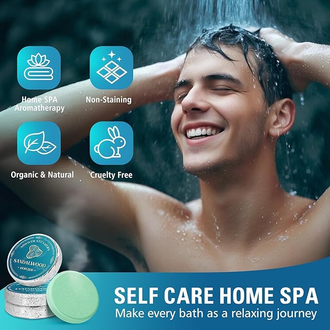 Shower Steamers Aromatherapy, Valentines Day Gifts for Him, Birthday Gifts for Men Boyfriend Dad Teen Boys, SPA Self Care Relax Natural Essential Oils Bath Bombs