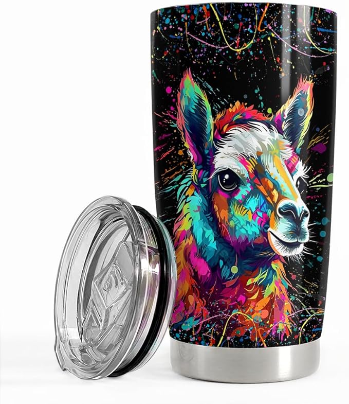 SANDJEST Llama Tumbler - 20oz Stainless Steel Insulated Coffee Travel Mug - Llama Gifts for Women, Girls & Teens, Christmas, Birthday - Bloomnest