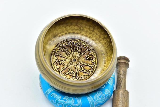 4 Inch Authentic Hand Beaten with Healing Mantra Engravings, Meditation Sound Bowl and Wooden Striker Handcrafted in Nepal, Yoga, Chakra Balancing,Healing, and Mindfulness - Bloomnest