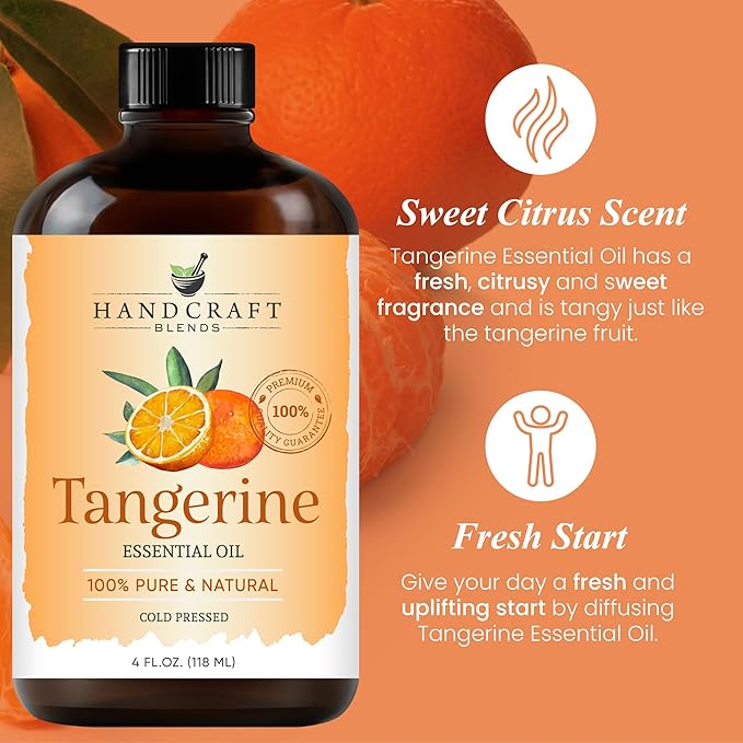 Handcraft Blends Tangerine Essential Oil – Huge 4 Fl Oz – 100% Pure and Natural – Premium Grade Essential Oil for Diffuser and Aromatherapy, Skin, Massage, Candle and Soap Making Fragrance - Bloomnest