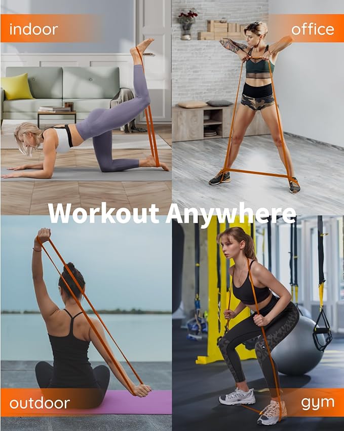 Resistance Bands Set - Pull Up Bands for Men Women, Exercise Bands Resistance with Door Anchor, Training Poster & Pouch for Body Stretching, Pull Up Assist - Bloomnest