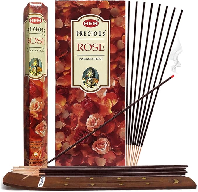 Precious Rose Incense Sticks and Incense Stick Holder Bundle Insence Insense Hem Incense Sticks TRUMIRI
