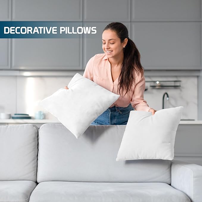 Utopia Bedding Throw Pillows (Set of 4, White), 16 x 16 Inches Pillows for Sofa, Bed and Couch Decorative Stuffer Pillow - Bloomnest