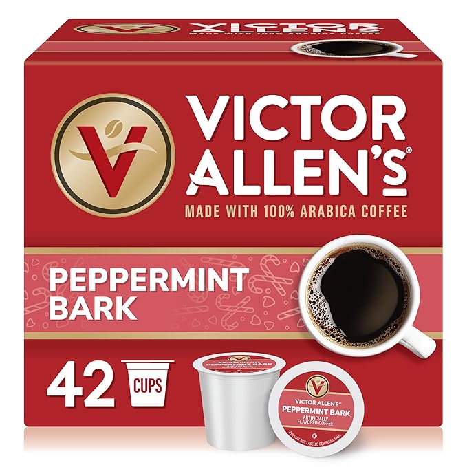 Victor Allen's Coffee Peppermint Bark Flavored, Medium Roast, 42 Count, Single Serve Coffee Pods for Keurig K-Cup Brewers - Bloomnest