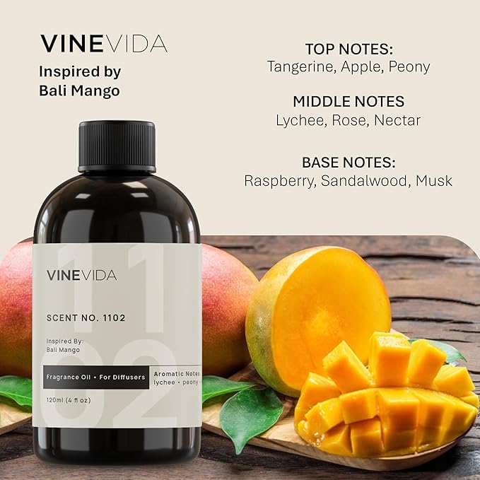 VINEVIDA [4 Fl Oz] Scent NO. 1102 Fragrance Oil for Cold Air Diffusers, Aromatic Notes of Lychee Peony Sandalwood, Essential Oils for Diffuser Oil Refill & Air Freshener Room Spray - Bloomnest