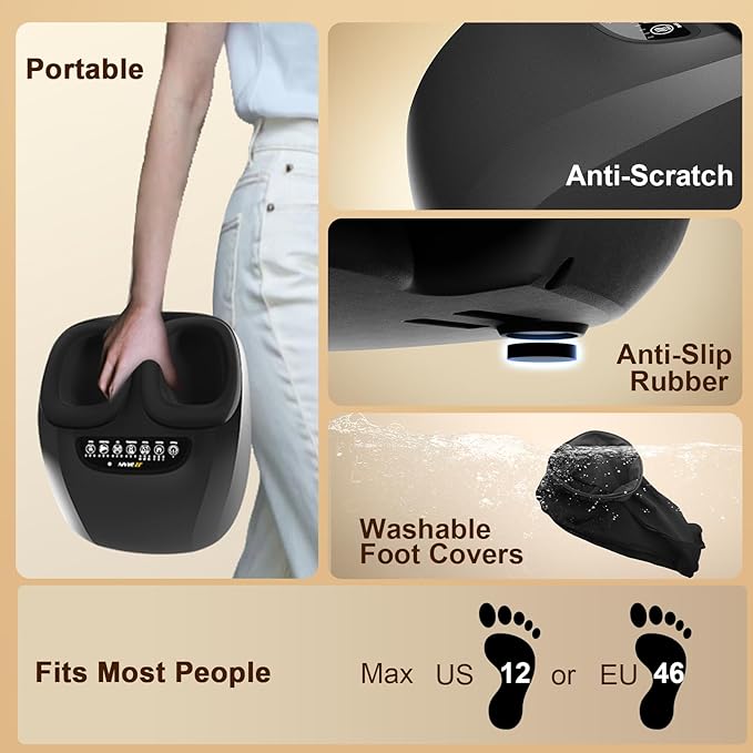 Shiatsu Foot Massager Machine with Heat : Deep Kneading Foot Massager with Vibration & Compression for Plantar Fasciitis & Neuropathy - for Women & Men,Relax for Home Office Use - Bloomnest
