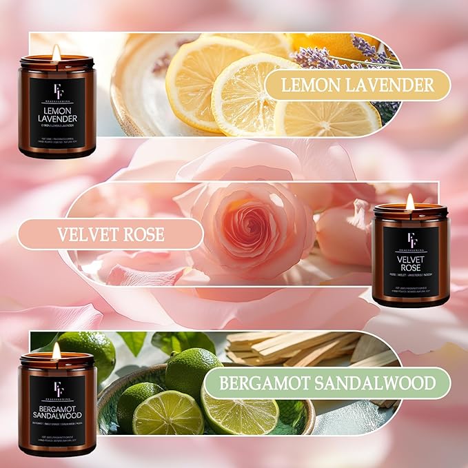 Scented Candles Set, Soy Wax Candles 6 Pack 42 Oz Aromatherapy Candles Gift Set for Women Men (Sage/Vanilla/Lemon/Sandalwood/Mint/Rose - Bloomnest