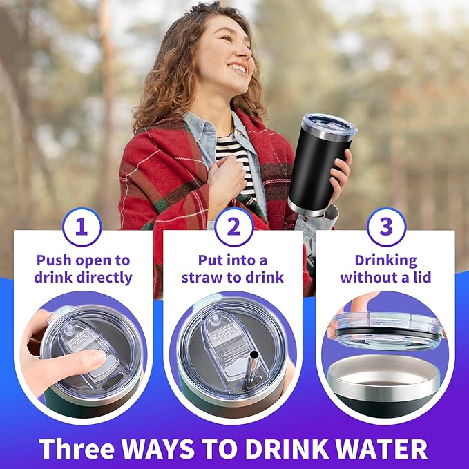 36 Pack, 20oz Stainless Steel Bulk Tumblers with Lids and Straws, Leakproof Double Wall Travel Mug for Hot/Cold Drinks, Home Office Outdoor Party Use, Durable Powder Coated Insulated Cup/Black - Bloomnest
