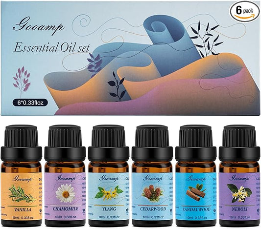 Essential Oils Set-Top 6 Organic Blends for Diffusers, Candle Making, Aromatherapy, Humidifiers, Gifts - Vanilla,Neroli,Chamomile, Sandalwood, Ylang,Cedarwood(6X0.33 fl oz) - Bloomnest