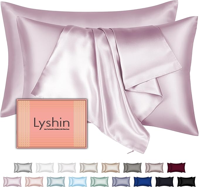 Mulberry Silk Pillow Cases 2 Pack King Size 20x36 Inches with Hidden Zipper, Ultra Smooth and Soft Breathable Cooling Silk Satin Pillowcase Set of 2, Better for Hair and Skin, Gifts for Women Men - Bloomnest
