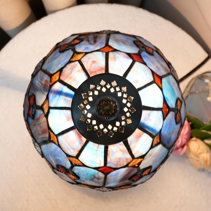 Tiffany Lamp Bedside Table Lamp-Nightstand,Stained Glass Lamp for Bedroom Dorm Living Kitchen, Aesthetic Cute Home Decor Gift (OFU1157) - Bloomnest