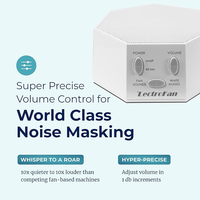 Adaptive Sound Technologies LectroFan Classic White Noise Machine - Compact Sleep Sound Machine for Bedroom, Travel, Study & More - 20 Non-Looping Fan & White Noise Variations - Bloomnest