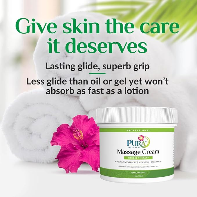 Wellness Professional Herbal Massage Cream, 4oz, Pura Massage Cream for Muscle Relief, Professional Deep Tissue Therapy, Wellness Herbal Massage - Bloomnest